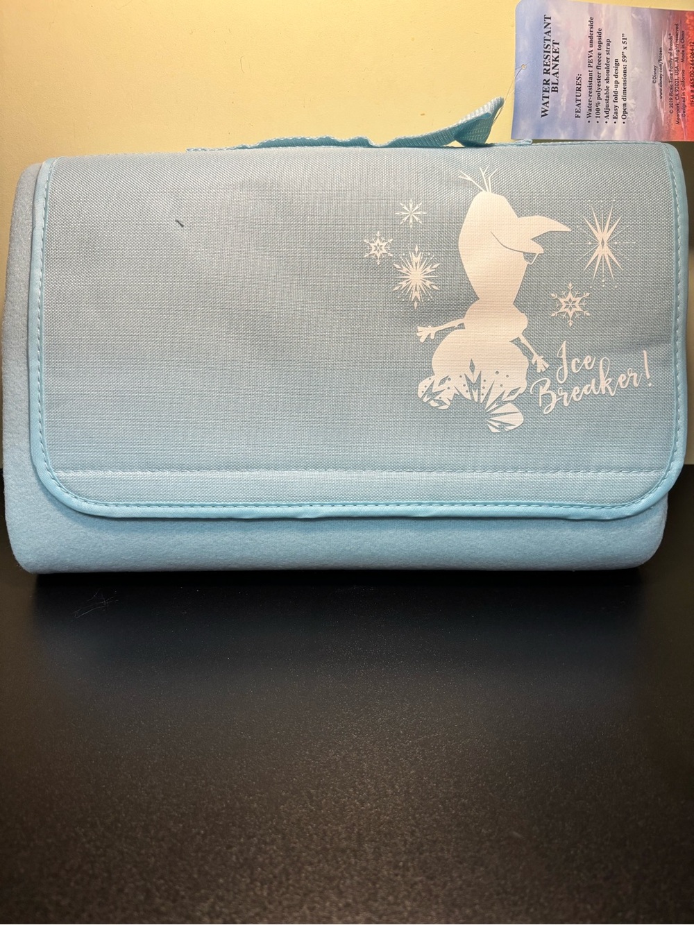 Disney Frozen Olaf Water Resistant Picnic Beach Event Activity Blue Blanket